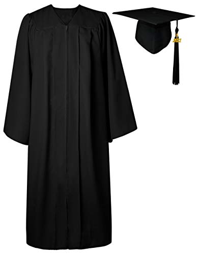 GraduatePro Graduación Toga y Birrete Universidad 2021 Bachillerato Adulto Disfraz Regalo Unisex Mujer Hombre Negro