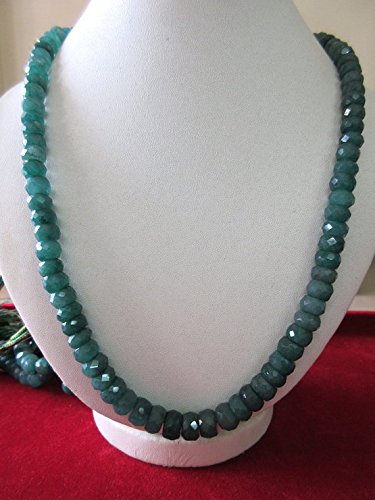 Green Corundum Emerald Nacklace, Faceted Emerald Beads, 8mm To 10mm Beads, 18 Inch Strand