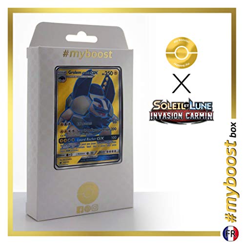 Grolem d'Alola-GX 102/111 Full Art - #myboost X Soleil & Lune 4 Invasion Carmin - Coffret de 10 Cartes Pokémon Françaises