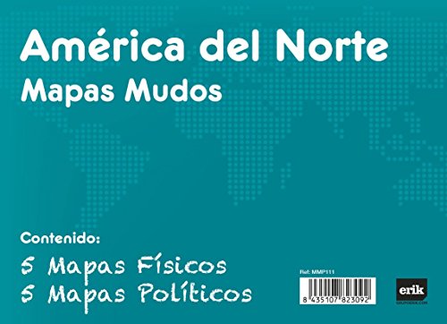 Grupo Erik - Pack 10 Mapas Mudos America Del Norte Politica Fisica