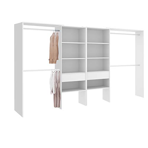 HABITMOBEL Gran Perchero con estantes y cajones,Conjunto Vestidores Anchura Regulable hasta 320 cm HABITMOBEL Gran Perchero con estantes y cajones,Conjunto Vestidores Anchura Regulable hasta 320 cm