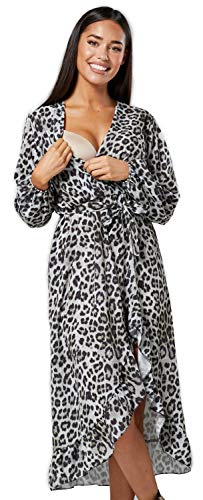 HAPPY MAMA Midi Vestido de Lactancia Estampado Animal 1412 (Leopard, 36-38, One Size) HAPPY MAMA Midi Vestido de Lactancia Estampado Animal 1412 (Leopard, 36-38, One Size)