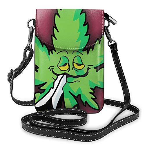 Hdadwy Bolso de hombro unisex clásico con mini bolsa para teléfono celular, liviano, para teléfono móvil, para familiares y amigos (botella de coca cola de los años 80, gafas, hoja de marihuana)