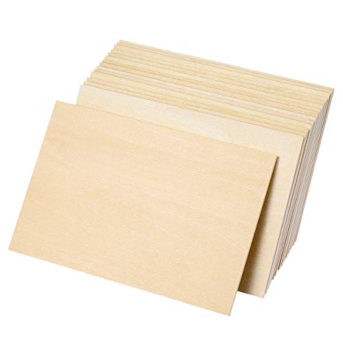 HEALLILY - Lote de 15 hojas de madera de tilo delgadas para construcción, escultura, artesanía, corte de madera, rectángulo, 150 x 100 x 3 mm