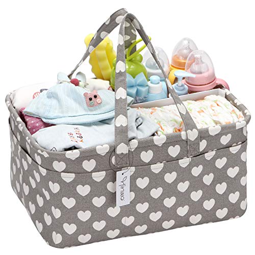 Hinwo - Cesta para pañales de bebé, 3 compartimentos, organizador portátil para el coche, cesta de regalo para recién nacidos, con divisor desmontable y 10 bolsillos invisibles pañales y toallitas Hinwo - Cesta para pañales de bebé, 3 compartimentos, organizador portátil para el coche, cesta de regalo para recién nacidos, con divisor desmontable y 10 bolsillos invisibles pañales y toallitas