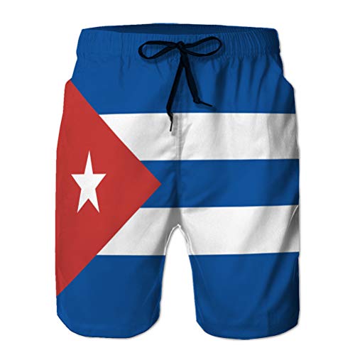 Holefg3b Bañador para Hombre Shorts de Playa Camiones de natación de Secado rápido Bandera Cubana