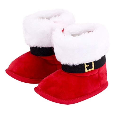 Holibanna - Botas navideñas para niños, suela blanda invernal, cálidas, cálidas, de algodón, 1 par (rojo-11 cm/12 tamaños) Size: 22 EU