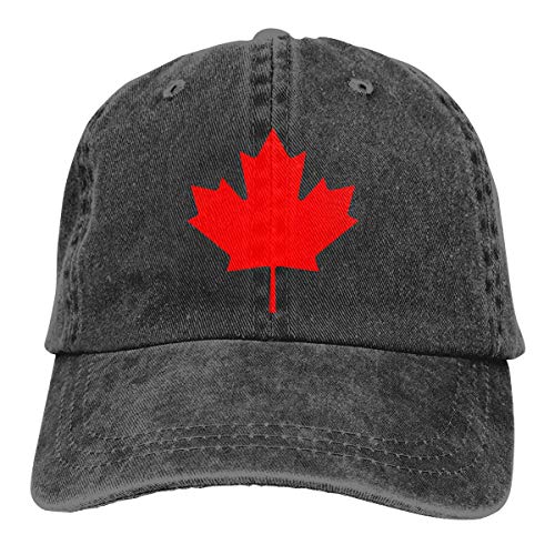 Hoswee Unisexo Gorras de béisbol/Sombrero, Canadian Flag Canada Maple Leaf Men/Women Washed Adjustable Baseball Cap Denim Back Closure Dad Caps