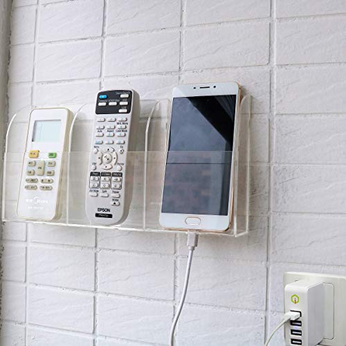 HyFanStr Soporte para mando a distancia de acrílico transparente para teléfono, soporte de pared, organizador de mando a distancia HyFanStr Soporte para mando a distancia de acrílico transparente para teléfono, soporte de pared, organizador de mando a distancia