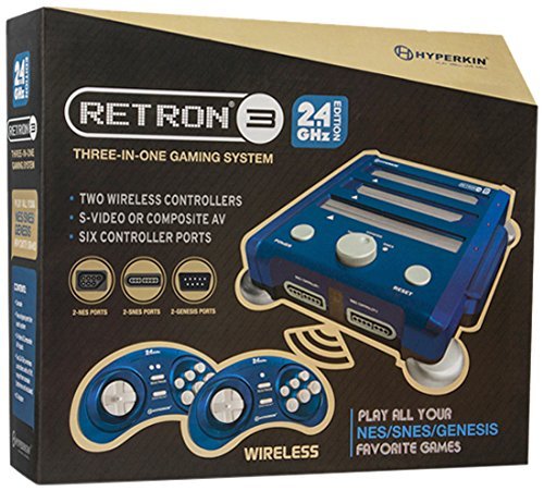 Hyperkin - Consola Retron 3, Color Azul + 2 Mandos Wireless (SNES/NES/Genesis)