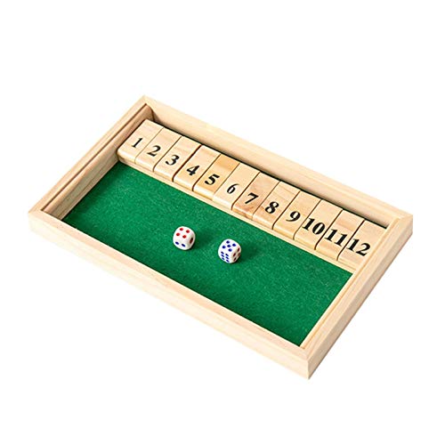 iBaste Shut The Box Dice – Juego de mesa plegable de lujo con 12 números, dados y tabla de juego cómoda y divertida para niños