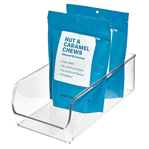 iDesign Caja transparente apilable, organizador de cocina mediano de plástico, caja organizadora sin tapa para los armarios o el frigorífico, transparente
