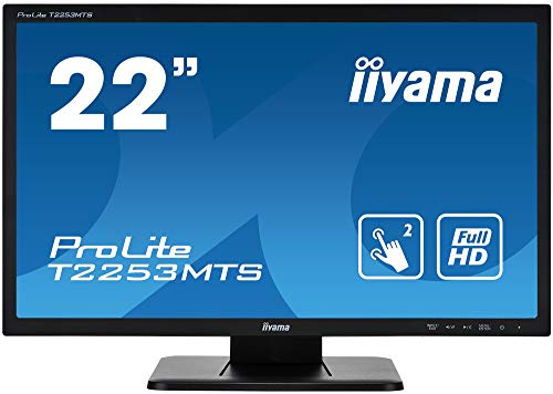 iiyama T2253MTS-B1 Monitor Táctil LED 54.7 cm, 21.5 pulgadas, Full-HD Multitáctil Óptico de 2 puntos (VGA, DVI, HDMI, USB para tactilidad), Negro Mate