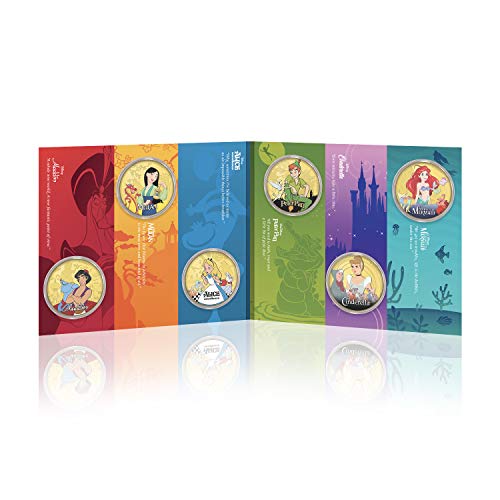 IMPACTO COLECCIONABLES Disney Colección Completa de Clásicos 03 - 6 Monedas / Medallas conmemorativas acuñadas con baño en Oro 24 Quilates y coloreadas a 4 Colores - 44mm