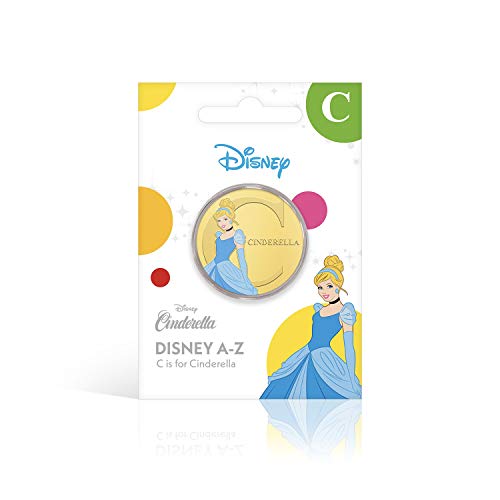 IMPACTO COLECCIONABLES Disney Colección de Monedas / Medallas A-Z - C de Cenicienta en baño de Oro 24 Quilates y Coloreada a 4 Colores presentada en Pack de Coleccionista