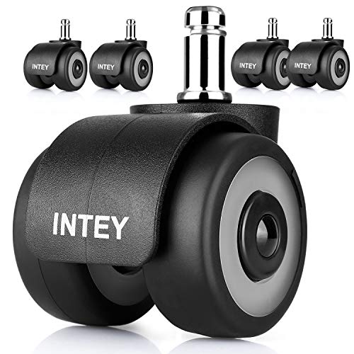 INTEY 11x22mm Ruedas para Silla Oficina (5 pcs), Ruedas para Muebles, 58mm(2'') Ruedas Silenciosas de Repuesto Caster para cualquier lugar, MAX 140KG INTLZ03