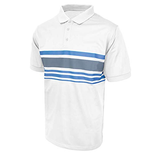 Island Green Golf Mens Chest Stripe Moisture Wicking Flexible Polo Shirt Camisa, Hombre, Blanco/Carbón, Extra-Large Island Green Golf Mens Chest Stripe Moisture Wicking Flexible Polo Shirt Camisa, Hombre, Blanco/Carbón, Extra-Large
