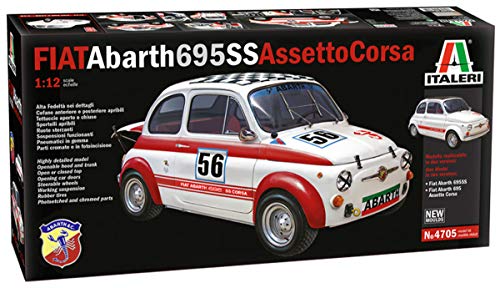 Italeri 4705S 4705-1:12 Fiat Abarth 695 SS/Assetto Corsa, maqueta, Modelo de construcción, sin barnizar