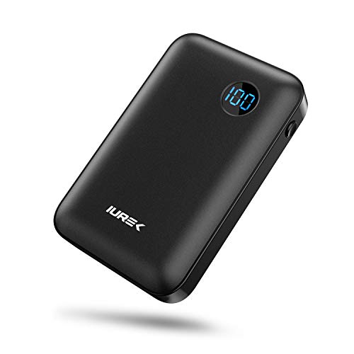 IUREK Banco de Energía 10000mAh, Batería Externa Portátil con Pantalla LED, 3 Puertos de Type-C, USB y DC, Compatible con Serie Ropa Calefactable, Cargador para Teléfono Inteligente