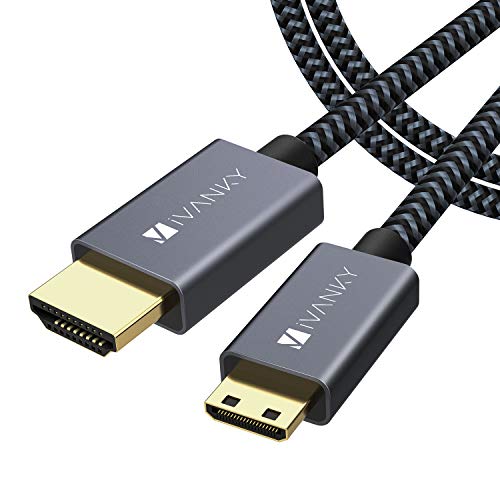 iVANKY Cable Mini HDMI a HDMI 2 Metros, Cable HDMI 4K@60HZ, Compatible con Ultra HD, 3D, Full HD 1080p, HDR, ARC, Alta Velocidad con Ethernet, Dolby TrueHD - Negro