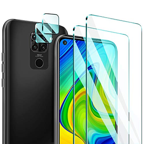 ivencase [2 Piezas Protector de Pantalla para Xiaomi Redmi Note 9 con [2 Piezas] Protector de Lente de Cámara, Cristal Templado Vidrio Templado Membrana[9H Dureza] - HD - para Xiaomi Redmi Note 9