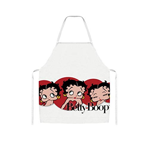 Ives Jean Apron Bib Apron Waterproof Oil-proof Cooking Kitchen for Women Men Betty Boop Bib Apron for Barbecue Supermarket