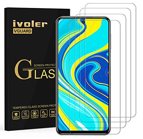 ivoler 4 Unidades Protector de Pantalla para Xiaomi Mi 10T 5G / Mi 10T Pro 5G / Xiaomi Mi 10T Lite/Xiaomi Poco X3 NFC/Xiaomi Redmi Note 9S / Redmi Note 9 Pro, Cristal Vidrio Templado Premium