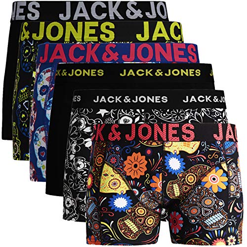 JACK & JONES Juego de 6 calzoncillos tipo bóxer para hombre, mezcla de algodón Multicolor Multicolor @ 22 M