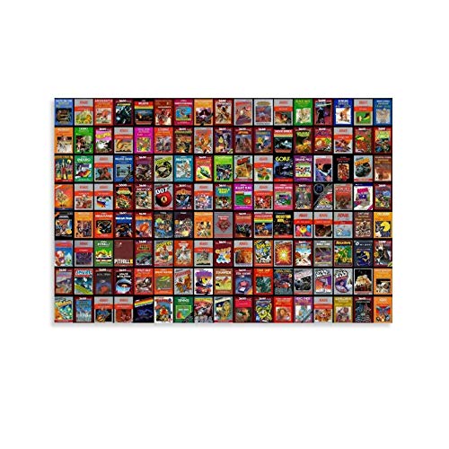 JHDSA Atari Games 1970's Montage Game Gamer Room Gaming Canvas Poster Wall Art Prints Gift Picture Painting Posters Artwork Art Decor Home Framed-sin marco (20 x 30 cm)
