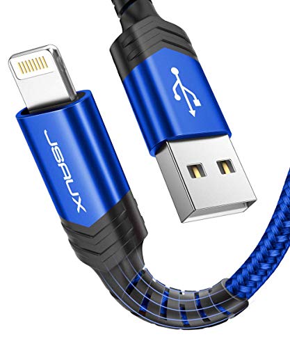 JSAUX Cable iPhone [Certificado MFi C89] 1.8M Duradero Cable de Carga iPhone Lightning USB Nylon Trenzado Compatible con iPhone 11, XS MAX XS XR,X 8/8 Plus,7/7plus,6s/6sPlus, 5s/5, iPad-Azul