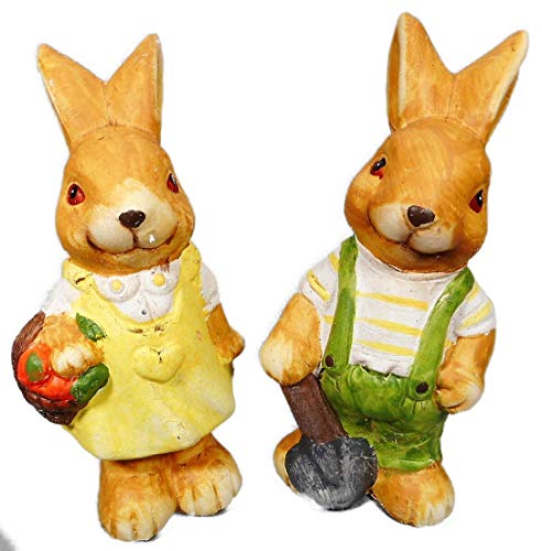 Juego de 2 figuras decorativas de conejos de 28 x 13 cm cada una