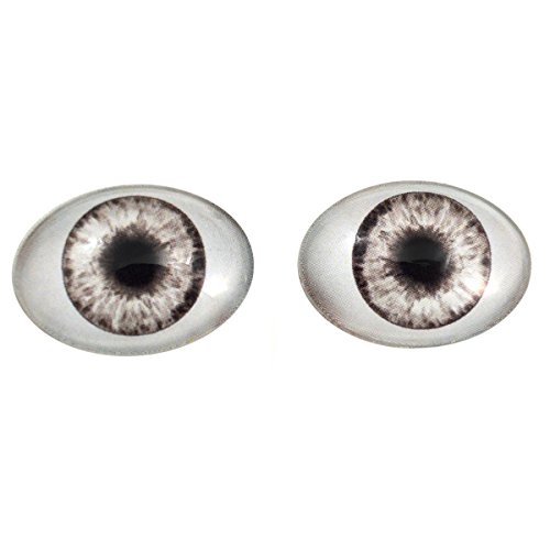 Juego de 2 piezas de joyería para hacer muñecas o manualidades con ojos de cristal ovalados, color gris, 18 mm x 25 mm Juego de 2 piezas de joyería para hacer muñecas o manualidades con ojos de cristal ovalados, color gris, 18 mm x 25 mm
