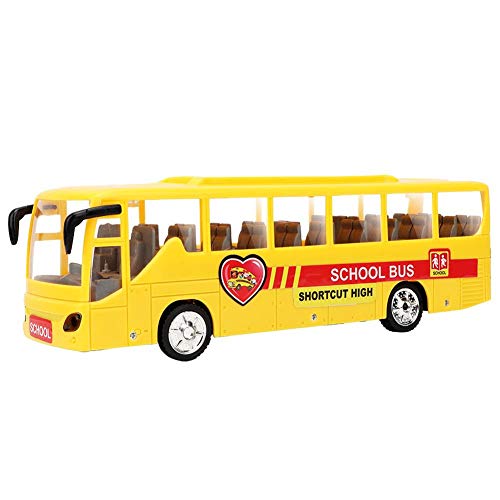 Juguete modelo de autobús escolar eléctrico, juguete modelo de autobús de plástico de alta simulación con luz y sonido Regalo para niños (4 luces)