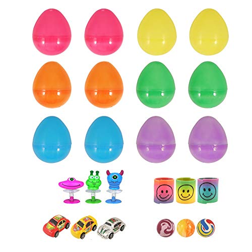 KINPARTY ® - 12 Huevos Sorpresa de Pascua con relleno de Mini juguetes