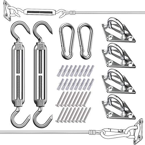 Kit de Montaje para Toldo, Kit de Fijación para Toldo para Triángulo y Rectángulo, Acero Inoxidable Kit de Fijación para Toldo, 40 Piezas Fácil Montaje Kit para Vela de Sombra para Jardín, Patio Kit de Montaje para Toldo, Kit de Fijación para Toldo para Triángulo y Rectángulo, Acero Inoxidable Kit de Fijación para Toldo, 40 Piezas Fácil Montaje Kit para Vela de Sombra para Jardín, Patio