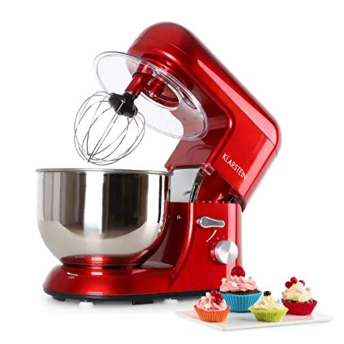 Klarstein Bella Rossa - Robot de cocina, Batidora, Amasadora, 1200 W, 5,2 litros, 1,6 PS, Batido planetario, 6 niveles de velocidad, Recipiente de acero inoxidable, Rojo Klarstein Bella Rossa - Robot de cocina, Batidora, Amasadora, 1200 W, 5,2 litros, 1,6 PS, Batido planetario, 6 niveles de velocidad, Recipiente de acero inoxidable, Rojo