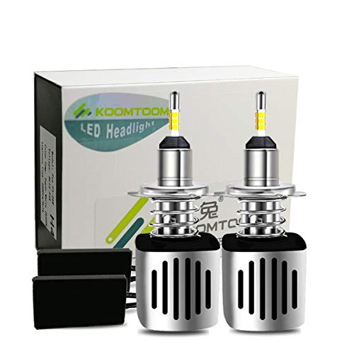 KOOMTOOM LED H7 bombillas Kit de para faros LED, interfaz canbus sin errores corrige el haz de luz iluminación LED de 4 lados sin reflejos 52W 10000 lm - GARANTÍA DE 1 AÑOS