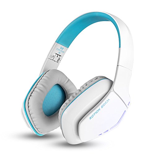 KOTION CADA b3506 V4.1 Bluetooth auriculares Gaming auriculares con micrófono plegable, 8 horas de tiempo de reproducción para iPhone Android ordenador y más (azul) … (3506White)