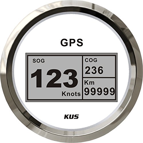 KUS Velocímetro digital GPS impermeable con luz de fondo para buque, barco, yate, 85 mm, 9-32 V, color blanco