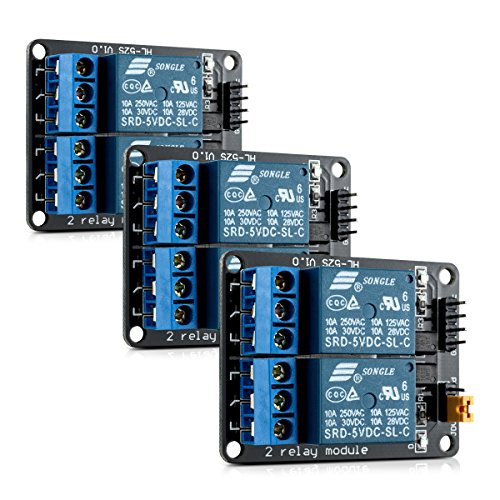 kwmobile 3x Módulo de relé 5V para Arduino con 2 canales - Set de 3 módulos de relés para Arduino con optoacoplador