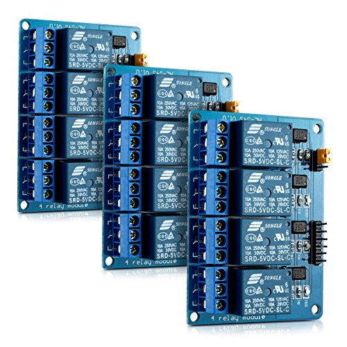 kwmobile 3X Módulo de relé 5V para Arduino con 4 Canales - Set de 3 módulos de relés para Arduino con optoacoplador