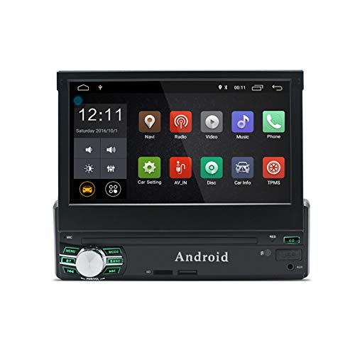 KXT1 1 Din Android 8.0 Car Stereo Pantalla Táctil de 7 Pulgadas Navegación GPS Radio AM / FM / RDS 1GB RAM 16GB ROM Enlace Espejo Dirección del Volante Cámara de Visión Trasera Entrada DVR