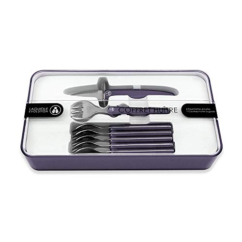 Laguiole Evolution® - Caja de 7 piezas para mariscos - Cuchillo profesional para ostras - Acero inoxidable y ABS - Black Acid Design - Juego especial para ostras - Cubiertos para mariscos Laguiole Evolution® - Caja de 7 piezas para mariscos - Cuchillo profesional para ostras - Acero inoxidable y ABS - Black Acid Design - Juego especial para ostras - Cubiertos para mariscos