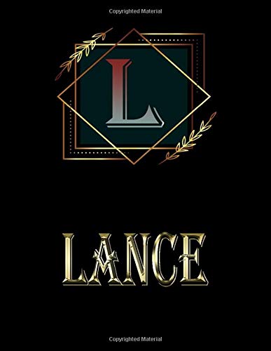 Lance: Personalized Name Sketchbook.Monogram Initial Letter L Journal. Lance Cute Sketchbook on Black  Cover , Blank Paper 8.5 x 11 ,Great For Drawing, Sketching, Crayon Coloring and colored pencil