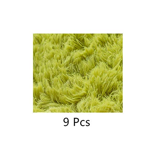 leaf-only Alfombra Cómoda, Solo Hojas 9Pcs DIY Puzzle Mat EVA Foam Villus Shaggy Carpet Playmat Plush Warm Soft Area Rug Children Play Mat 30x30CM-Green-