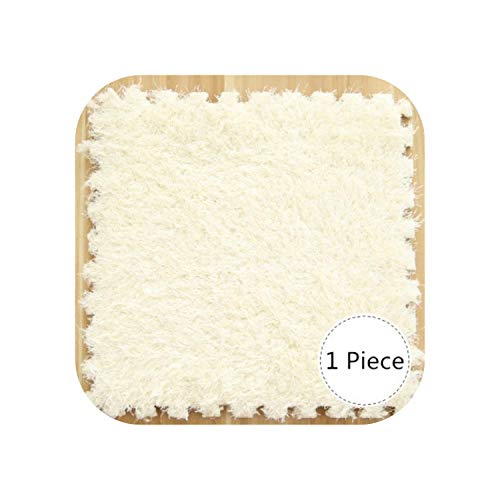 leaf-only Alfombra para Habitación De Niños, Solo Una Hoja 30x30CM DIY Puzzle Mat EVA Foam Long Villi Shaggy Carpet Jigsaw Mat Plush Soft Area Rug Niños Play Mats-White-