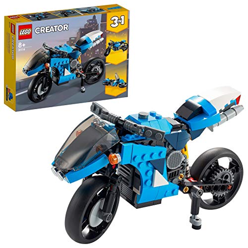 LEGO 31114 Creator 3en1 Supermoto Set de Construcción de Moto Moderna, Moto Clásica o Moto Voladora, Vehículo para Niños