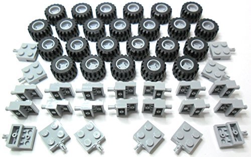 LEGO City - Rueda, neumático y Eje Gris - 72 Piezas. Entrega como ilustrado en Blister-Pack.