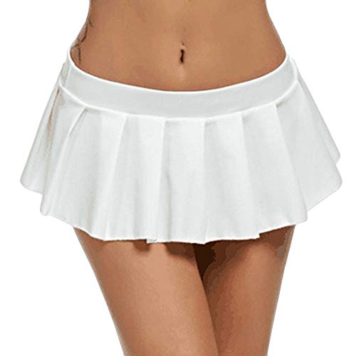 Lenfesh Minifalda Sexy de Cintura Baja de Club para Mujer Moda Falda sólido Clubwear Atractiva para Mujer