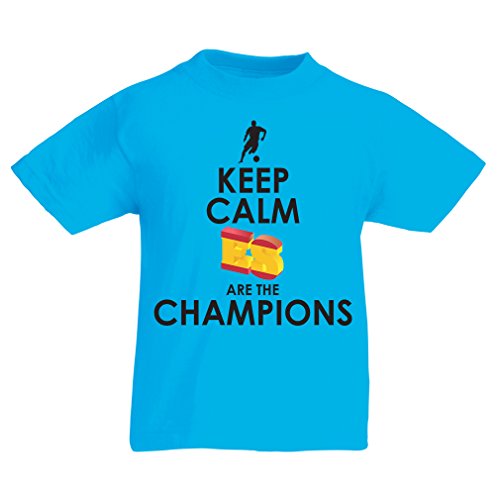 lepni.me Camiseta Niños/Niñas Españoles Son los campeones, Campeonato de Rusia 2018, Copa del Mundo - Equipo del fútbol de Camisa del admirador de España (12-13 Years Azul Claro Multicolor)
